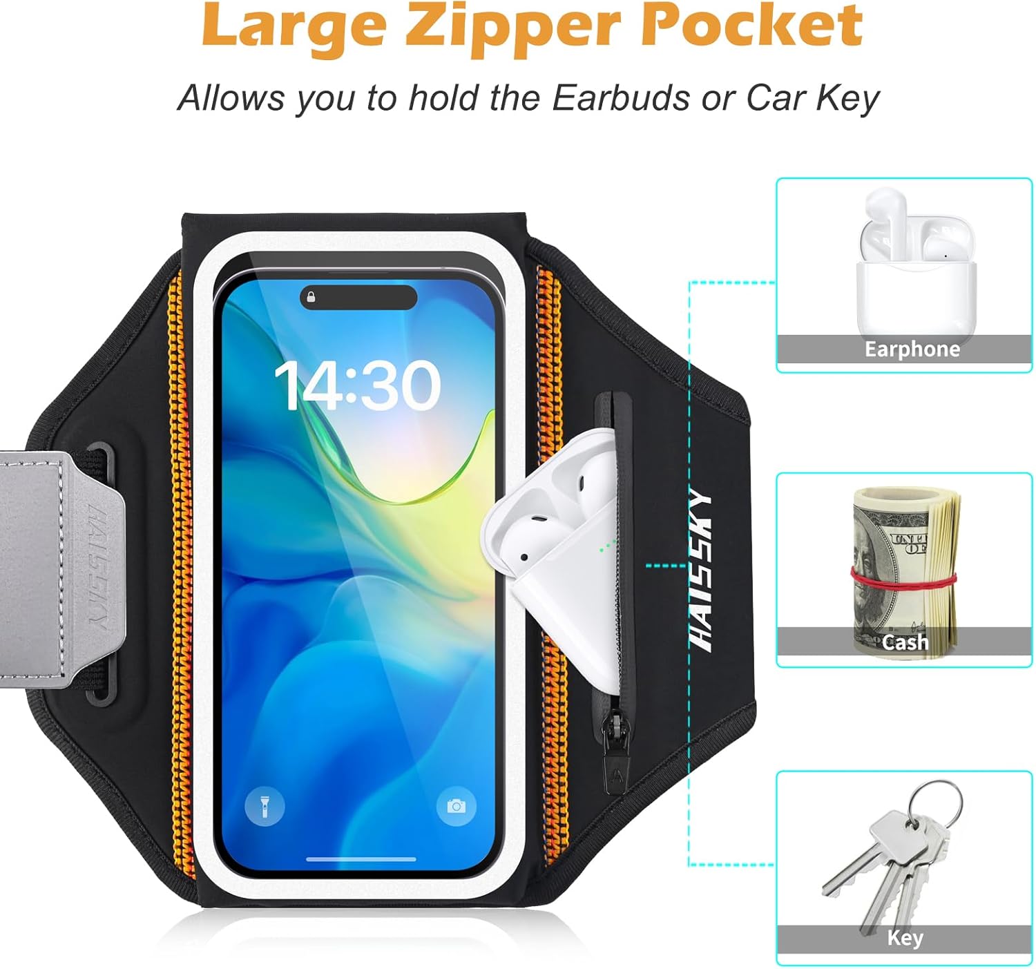 Running Armband with Earbuds Bag